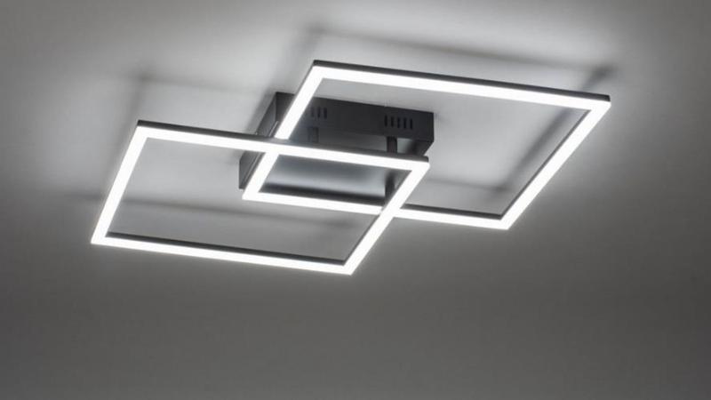Imagem de Plafon Slim Sobrepor Perfil Alumínio e Acrílico P/ Fita LED - Duplo Quadrado - Preto
