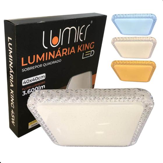 Plafon Sobrepor 40x40cm Quadrado 45w 3 Temperaturas de cor Bivolt Moderno Menor preço em Plafon Sobrepor 40x40cm Quadrado 45w 3 Temperaturas de cor Bivolt Moderno