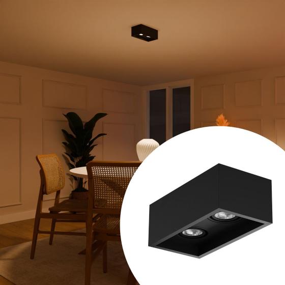 Imagem de Plafon Sobrepor Direcionavel Para Quarto Cozinha Closet Banheiro Com Lampada 3000K Branco Quente Bivolt