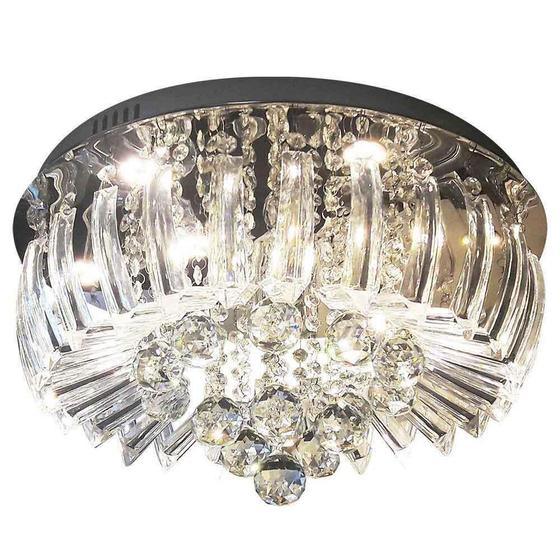 Imagem de Plafon Sobrepor Led Cristal E Acrílico Greta 45Cm 24W 3000K Luz Amarela Esquilos Shop