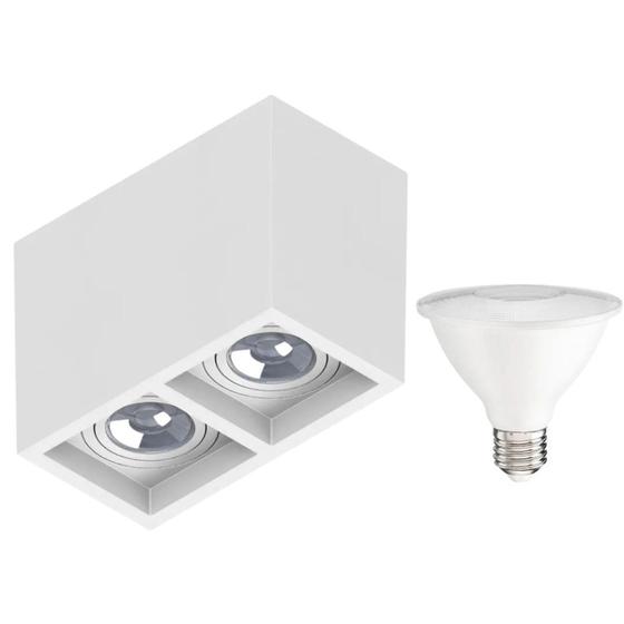 Imagem de Plafon Sobrepor Recuo PAR30 + 2 Lâmpada LED 10W 2700K E27