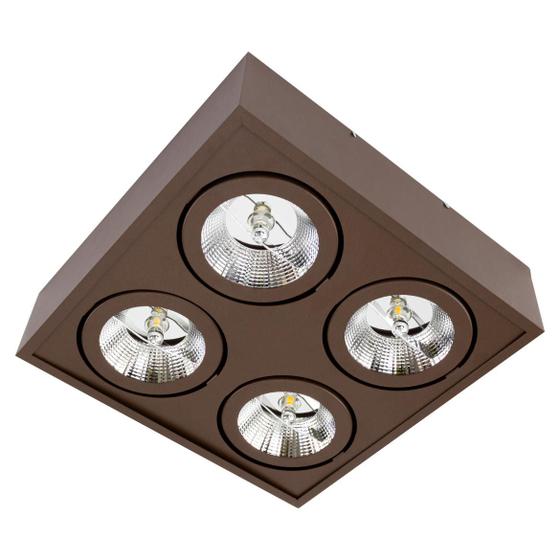 Imagem de Plafon Spot Sobrepor Box Marrom Orluce + 4X LED AR111 Br. Quente ST2765