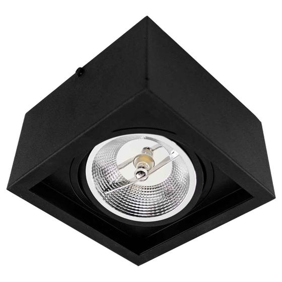 Imagem de Plafon Spot Sobrepor Box Preto + LED AR111 12W Br. Quente ST2939