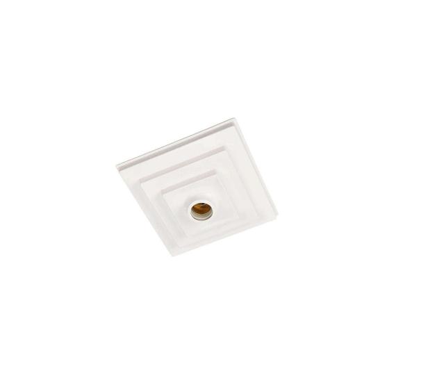 Imagem de Plafonier Plafon Quadrado Sobrepor Luminária Branco Bocal Soquete Porcelana E27 Branco Elite PVC Resistente