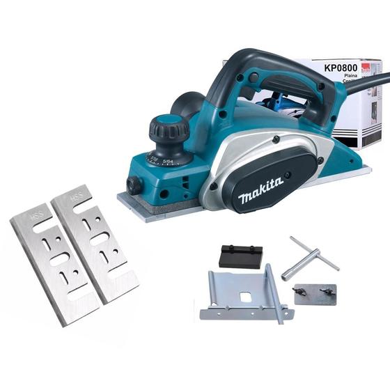 Imagem de Plaina elétrica com 620w Makita KP0800 + Jogo de facas 82 mm