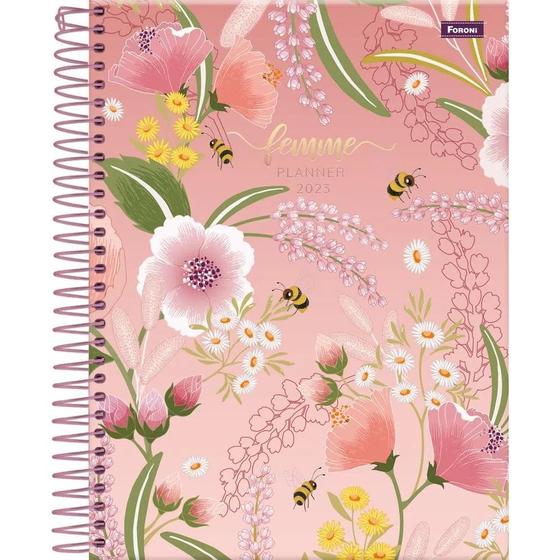 Planner 2023 Foroni femme espiral 177x240mm 80 folhas Planner