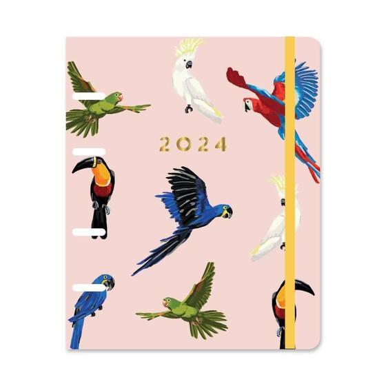 Imagem de Planner Argolado 2024 - Cícero - Pássaros Semanal A6 Rosa
