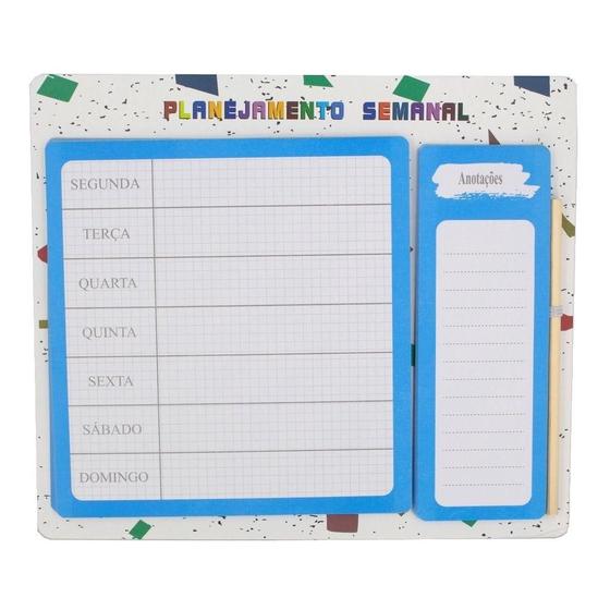 Imagem de Planner bloco em papel planejamento semanal agenda permanente com 46 folhas de mesa com anotações prancheta e lapis