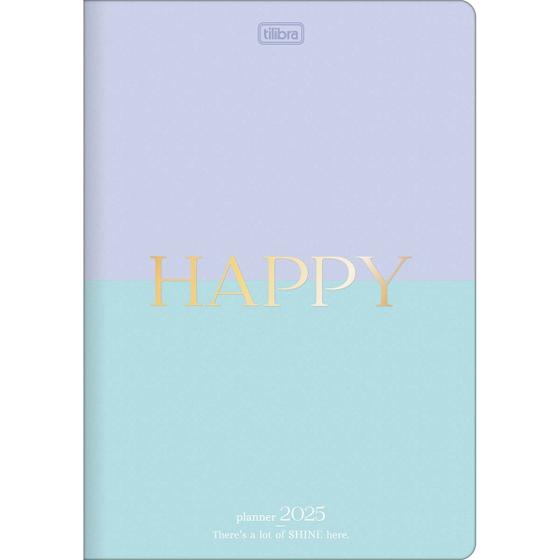 Imagem de Planner Grampeado 17,8 x 25,4 cm Happy 90 G 2025 - Lilás E Azul