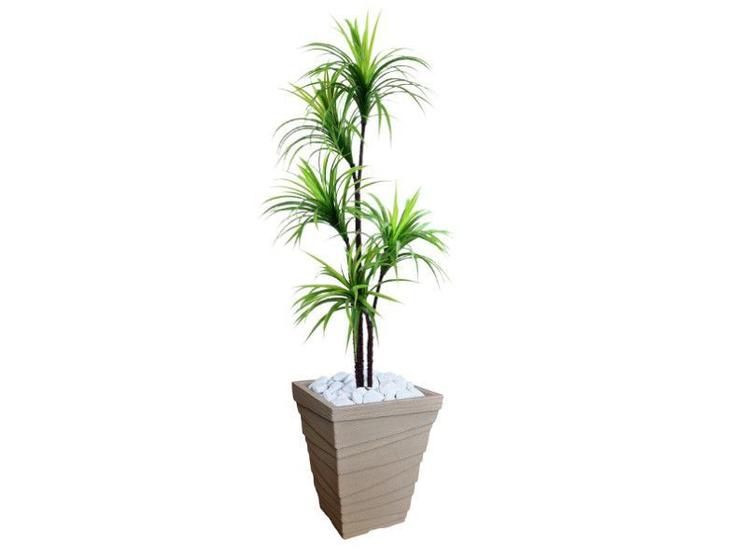 Imagem de Planta Artificial Árvore Yucca 1,60m Kit + Vaso Trapézio D. Grafiato Bege 40cm