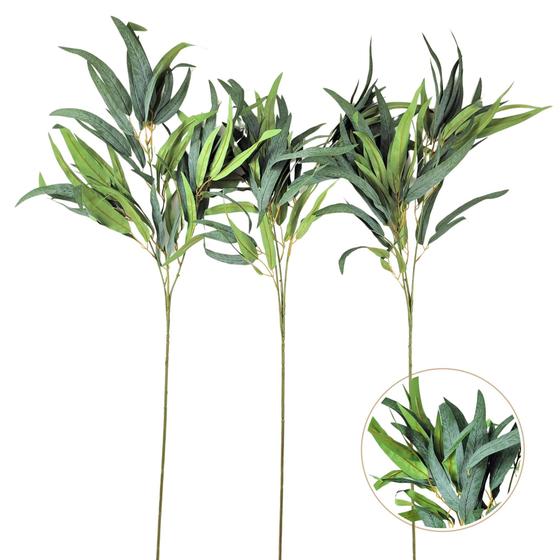 Imagem de Planta Artificial Eucalipto Folha Fina 95X20Cm Haste Kit 3Pc