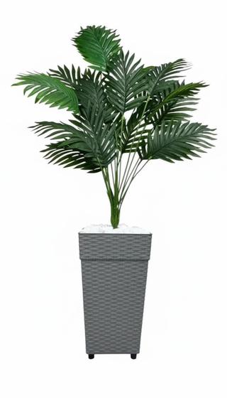 Planta Artificial Folhagem Escritorio Sala Decorac Vaso Cinz