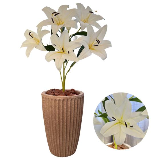 Imagem de Planta Artificial Lirio com Vaso Cone Polietileno Completo