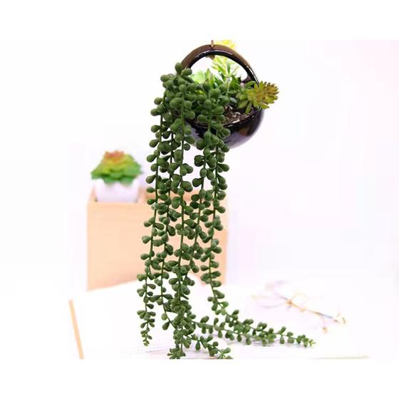Imagem de Planta artificial pendente suculenta dedo de moça 40 cm para compor vasos casamento/ noivado FL-254