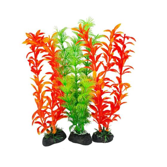 Imagem de Planta Plástica Artificial Decoração Aquário 25Cm- Kit 03 Un