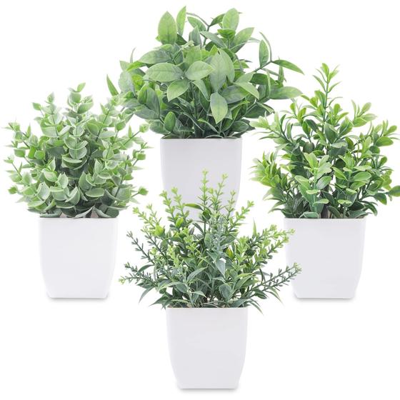 Imagem de Plantas artificiais Der Rose Mini Greenery em vasos x4 para casa