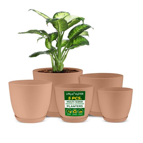 Imagem de Planter Pots Lifemaster, leve e durável, conjunto de 5 rosas