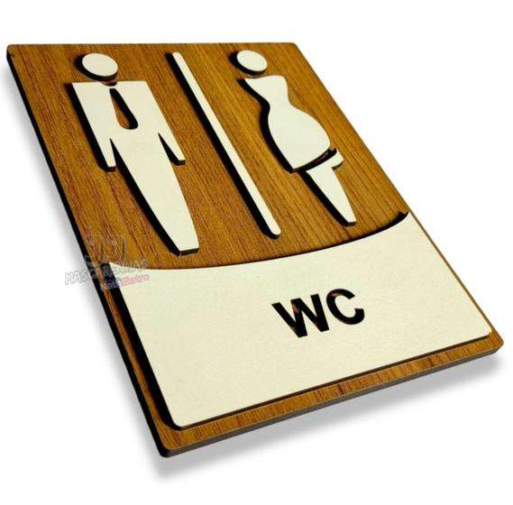Imagem de Plaquinha para banheiros wc sinalização mdf sanitários 3mm