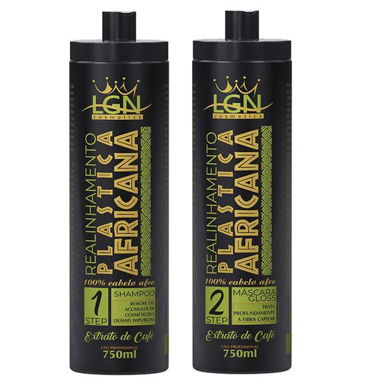 Imagem de Plástica Capilar Africana liso intenso - Para cabelos crespos e cacheados + Shampoo Africana 750ml