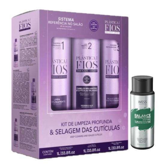 Imagem de Plástica dos Fios Kit 3x1L + Wess Balance Shampoo250ml