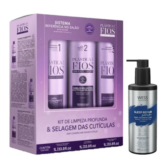 Imagem de Plástica dos Fios Kit 3x1L + Wess Sleep Repair 250ml