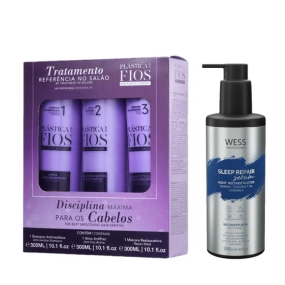 Imagem de Plástica dos Fios Kit 3x300ml + Wess Sleep Repair 250ml