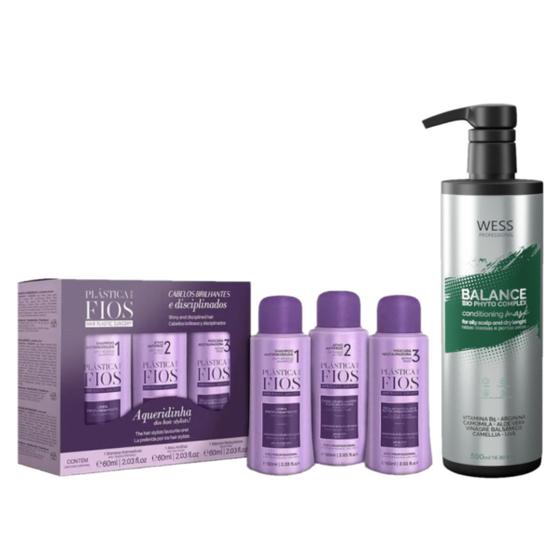 Imagem de Plástica dos Fios Kit 3x60ml + Wess Balance Cond. 500ml