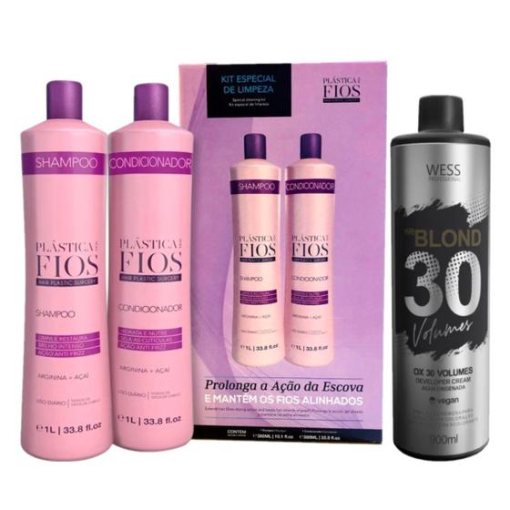 Imagem de Plástica dos Fios Kit Sh e Cd 1L + Wess OX 30 Volumes 900ml
