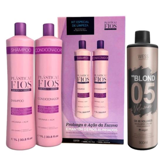 Imagem de Plástica dos Fios Kit Sh e Cd 1L + Wess OX 5 Volumes 900ml