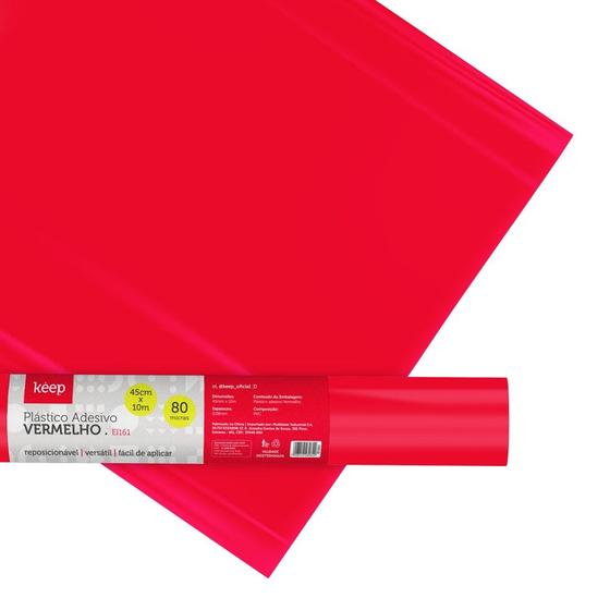 Imagem de Plástico Adesivo Vermelho 0.08mm PVC 45cm x 10m Keep - EI161