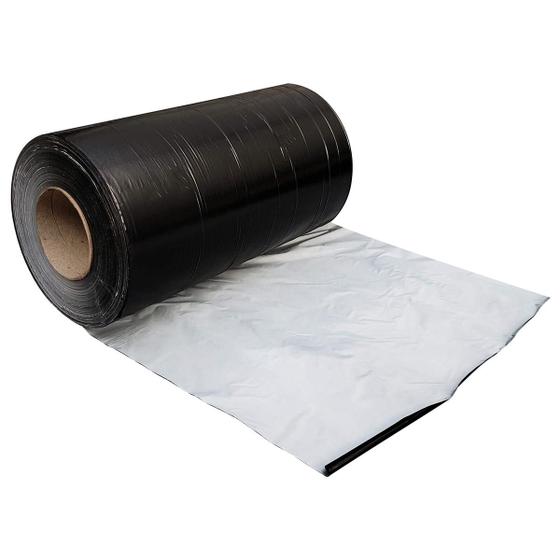 Imagem de Plastico Mulching Liso Preto e Branco 1,60mx39m Para Cobertura Solo Cultivo de Morango Tomate