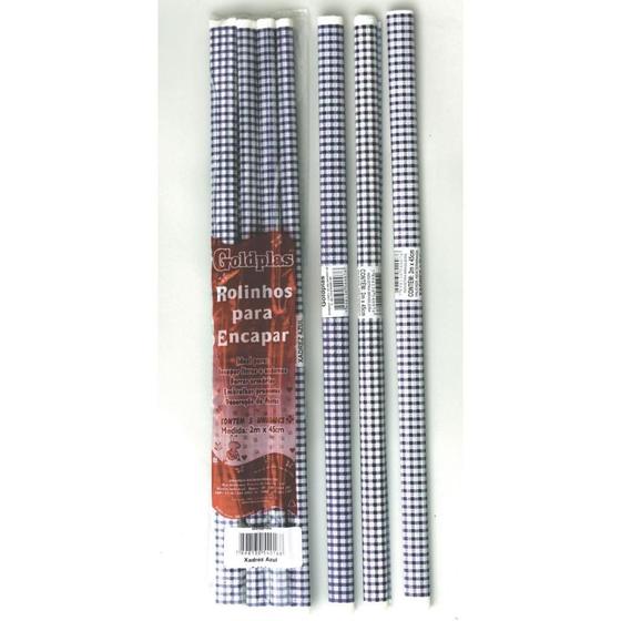 Imagem de Plástico para Encapar 2M 45CM Xadrez Azul Pacote com 05