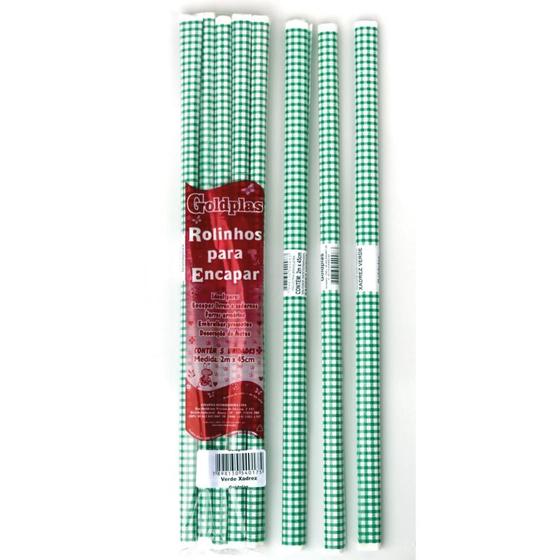Imagem de Plástico para Encapar 2M X 45CM Xadrez Verde  Pacote com 05 Unidades