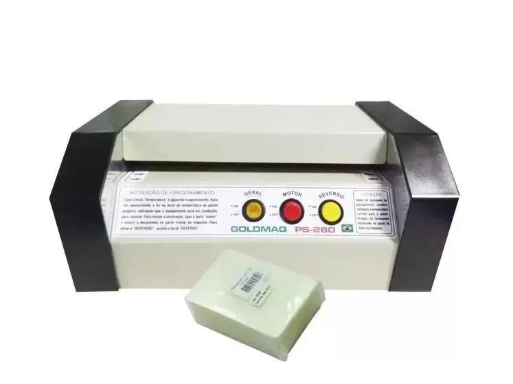 Imagem de Plastificadora ps 280 prof. tamanho a-4 bivolts e reverso + 100 folhas de rg - GOLDMAQ