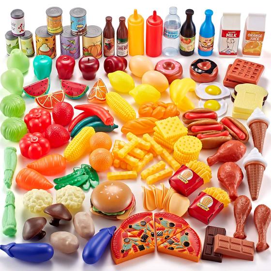 Imagem de Play Food Shimfun 143 peças para cozinha infantil com garrafa de água