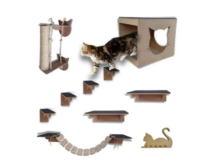 Playground Gato 9 Pcs Ponte Prateleira Degrau Menor preço em Playground Gato 9 Pcs Ponte Prateleira Degrau