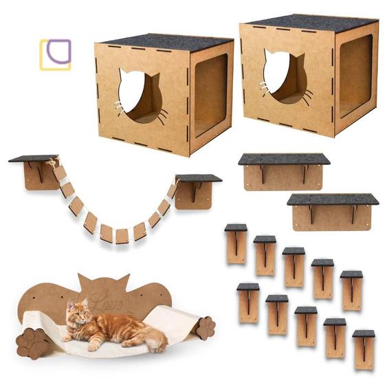 Imagem de Playground Para Gato 16 Pcs Ponte Prateleira Degrau Caixa