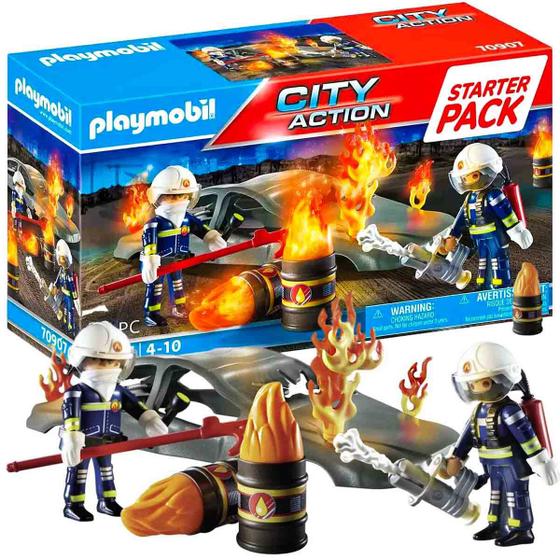 Imagem de Playmobil City Action Bonecos Bombeiro Exercício de Incêndio 70907 - Sunny