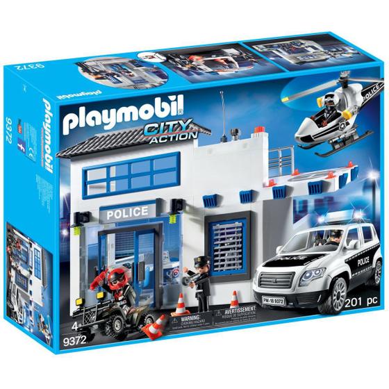 Imagem de Playmobil Delegacia Posto Policial Helicóptero E Carro De Polícia