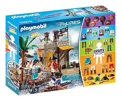 Imagem de Playmobil My Figures Creative - Ilha Dos Piratas Com Barco a Remo  130 peças
