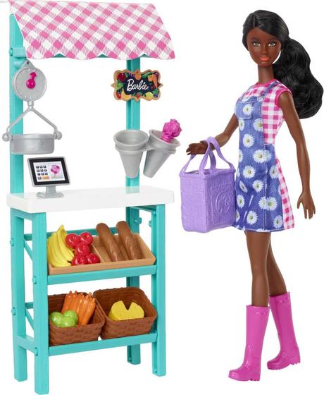 Imagem de Playset Barbie Careers Farmers Market com boneca morena