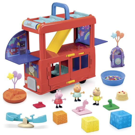 Imagem de Playset Peppa Pig 2 em 1 - Ônibus de Festa com 3 Bonecos e 13 Acessórios