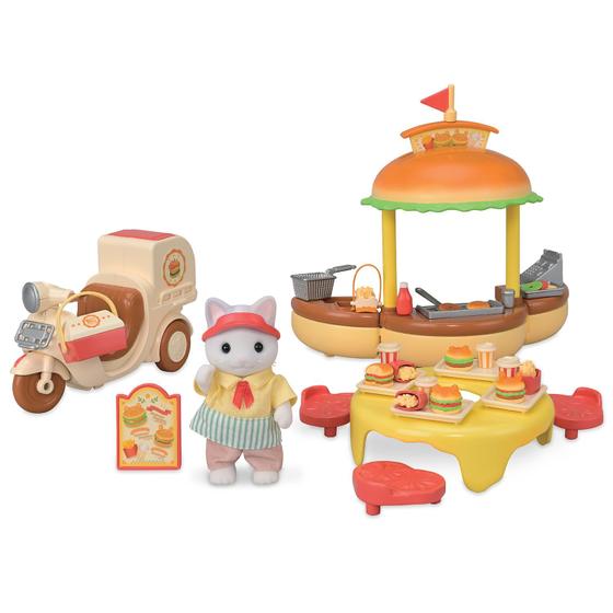 Imagem de Playset Suporte de Hambúrguer Calico Critters com Pai Gato Latte