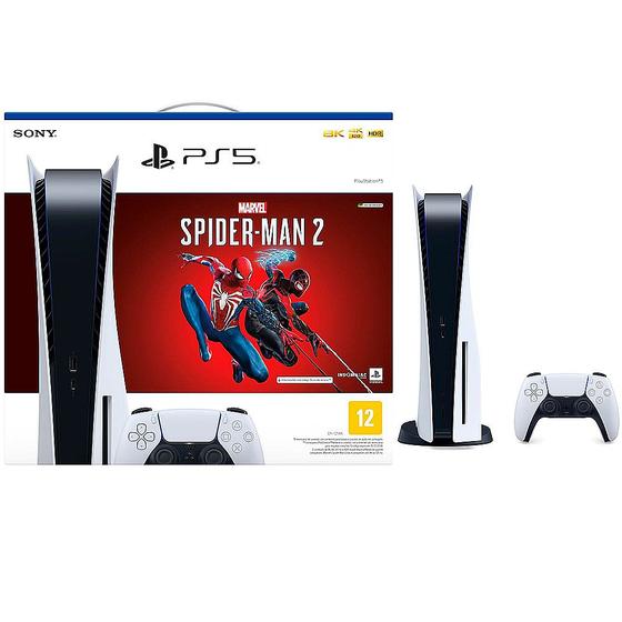 Imagem de PlayStation 5 Standard Edition Branco + Marvels Spider Man 2 + Controle Sem Fio Dualsense Branco