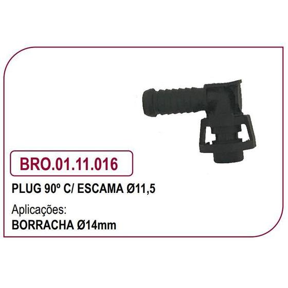 Imagem de Plug 90º Escama Diametro 11,5Mm P Mangueira De Borracha D