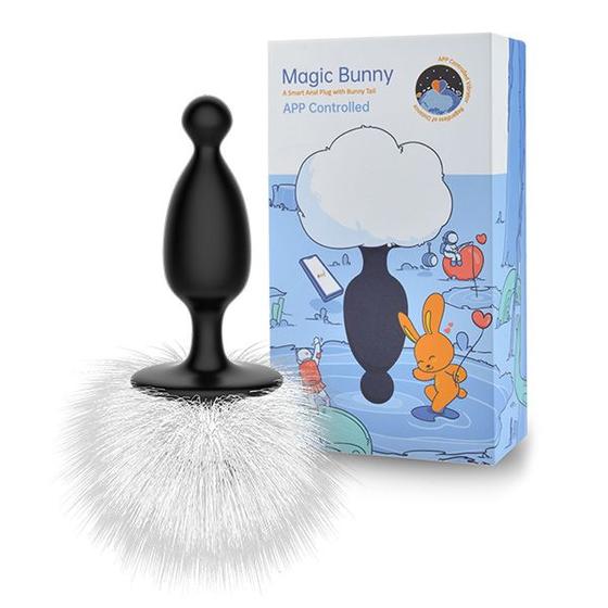 Imagem de Plug anal cônico recarregável com cauda de coelho, 7 modos de vibração e controle por aplicativo - Magic bunny