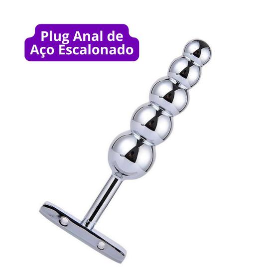 Imagem de Plug Anal de Aço Inoxidável Escalonado com T Dilatação anal