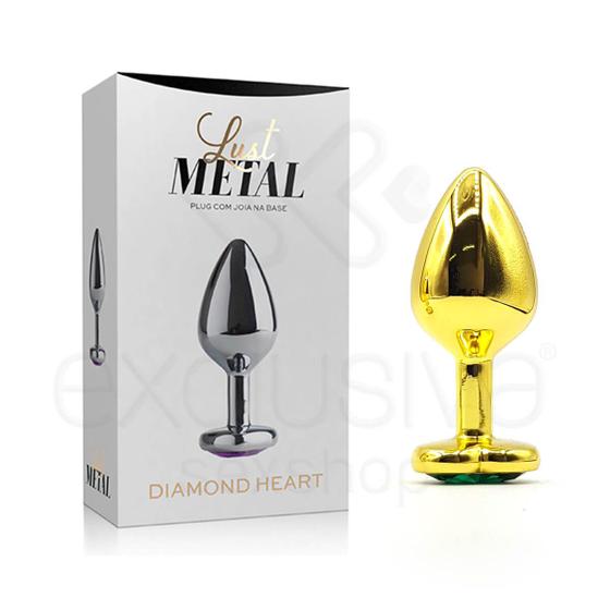 Imagem de Plug Anal Dourado Tamanho "M" com Joia na Base em Formato de Coração - Lust Metal Diamond Heart  