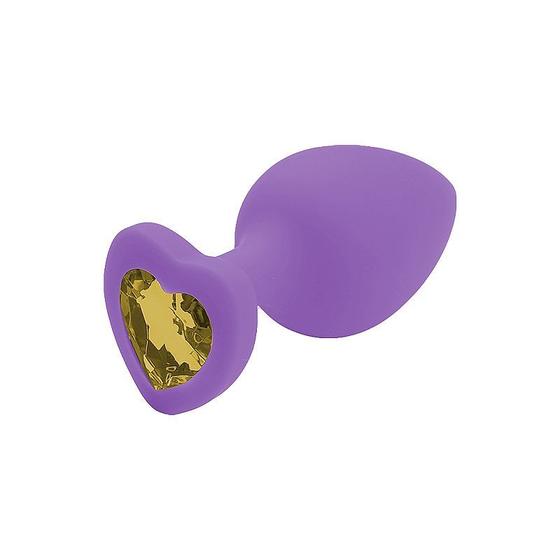 Imagem de Plug Anal em Silicone Base Coração Médio - Roxo com Pedra Roxa