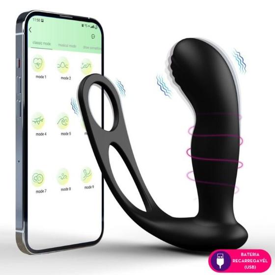 Imagem de Plug Anal por Aplicativo de Prostata Masculino RECARREGÁVEL Estimulador de Testiculo Prazer Masculino Homem Massageador
